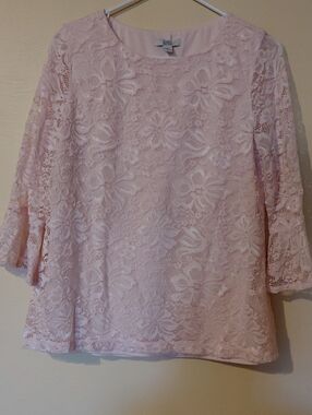 croft & barrow Light Pink Lace Floral Blouse